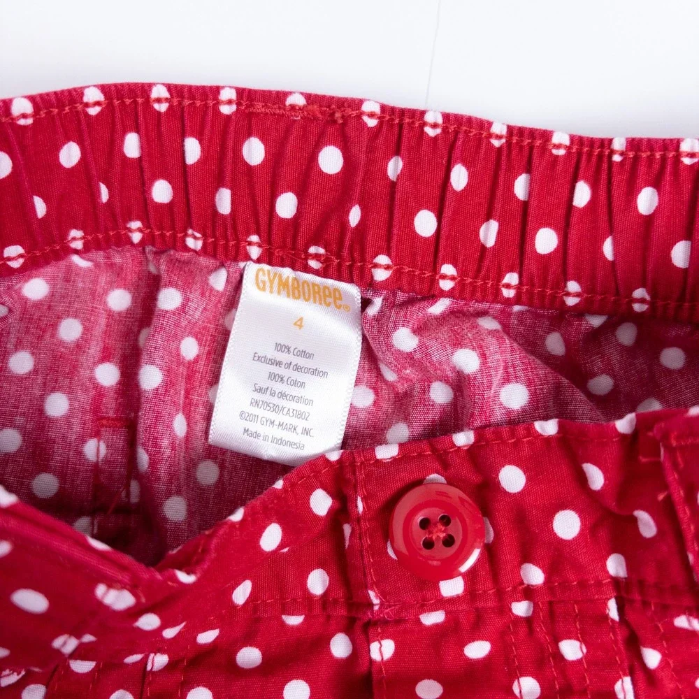 Gymboree Polka Dot‎ Shorts Kids 4 Red Ladybug Bow Accents